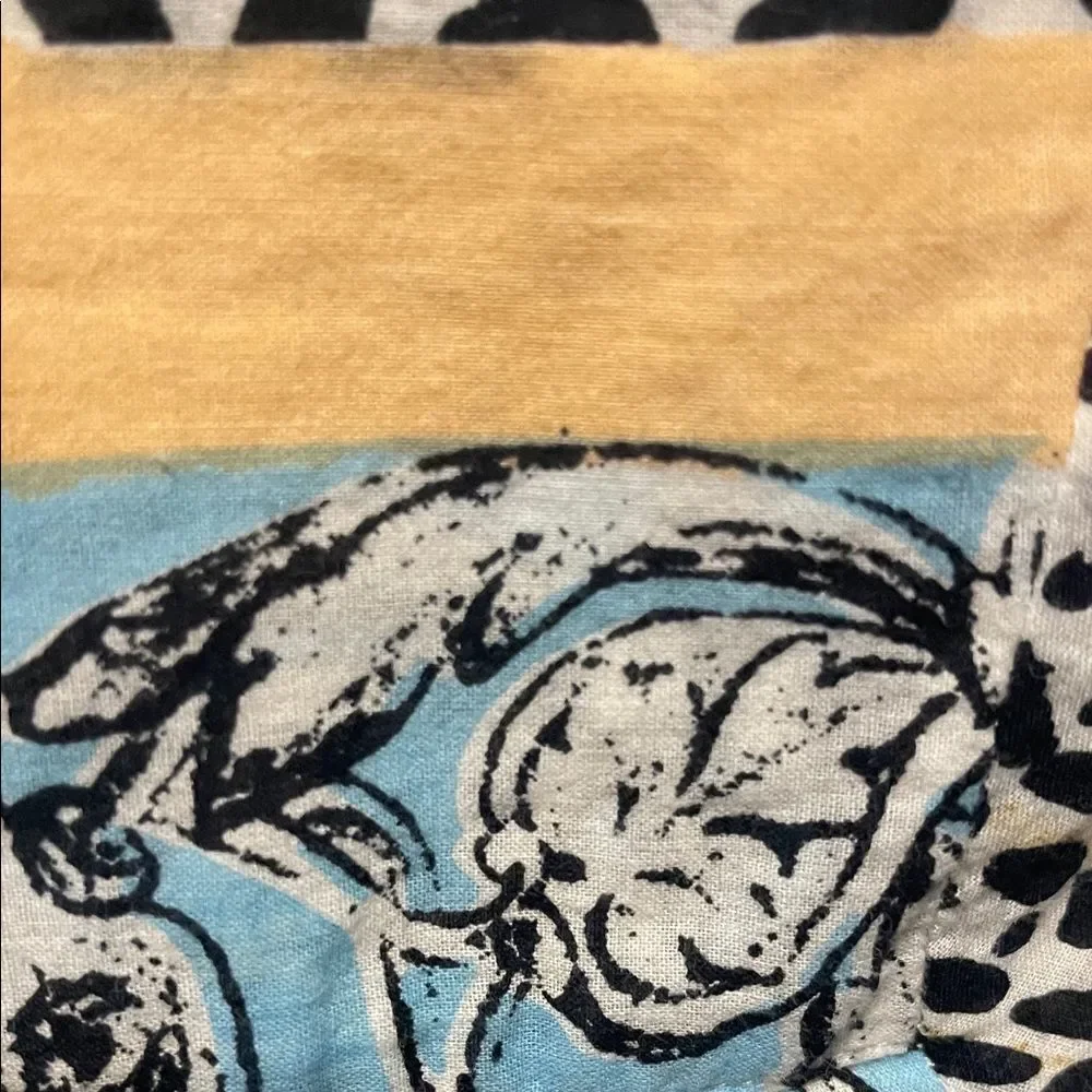 Tan and Blue Patterned Dress